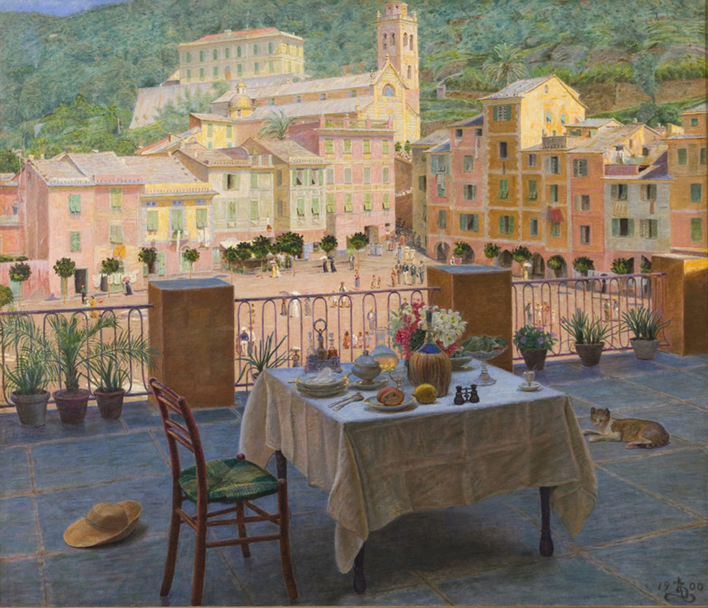 Kristian Zahrtmann, "Mit frokostbord i Portofino". 1900