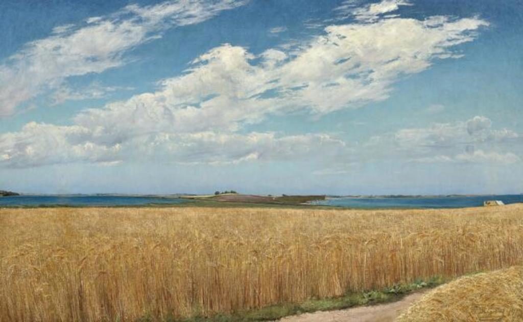 L.A.Ring. "Sommerdag på Enø. En mark med modent korn i forgrunden", 1913.