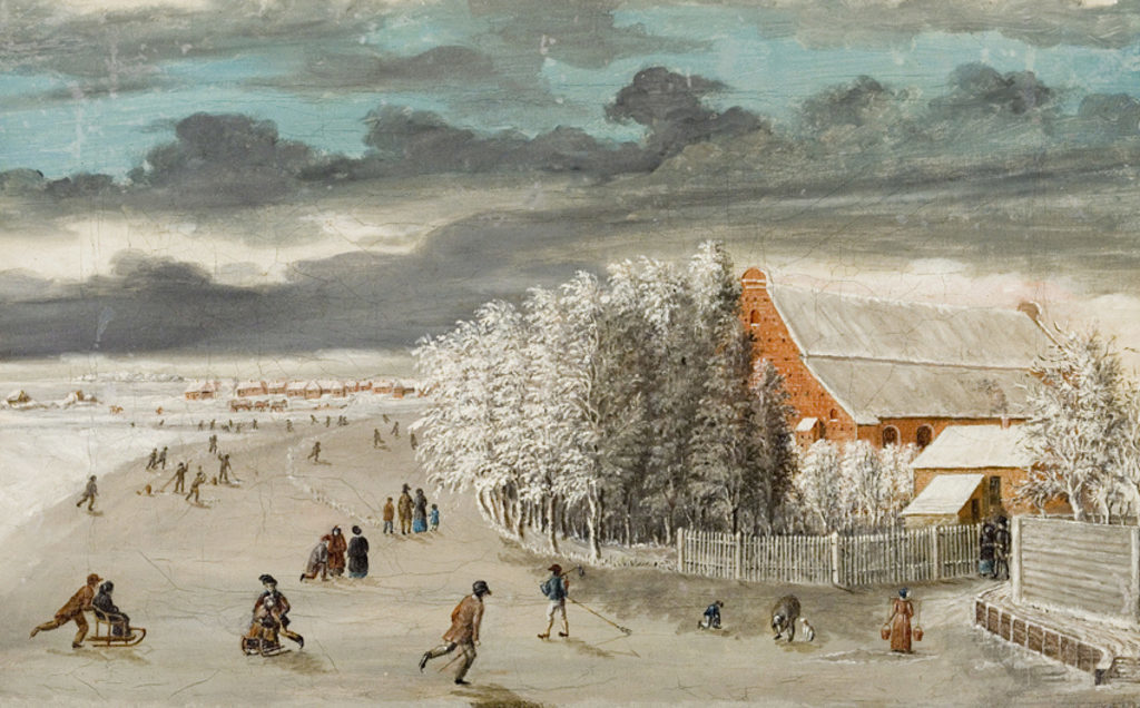 P. Ussing, "Vintersport ved Ribe hospital", 1865, Ribe Kunstmuseum
