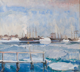Icebounded vessels, the head of the the bay at Thurø