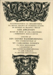 Nordens Guder af Adam Oehlenschläger, bogudgaven trykt i anledning af DDRF's 75 års jubilæum i 1928