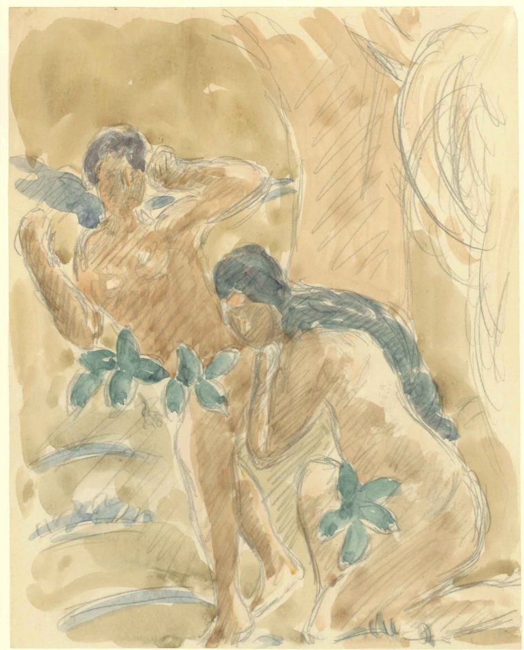 To nøgen figurer. Paradismotiv