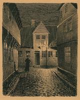 Peter Tom-Petersen. Gadeparti ved aftenstid. Ribe | RKM