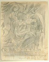 Sigurd Swane. Skitse efter brudstykke af gravsten fra ca. 1650. Ribe Domkirke. 1926 | RKM
