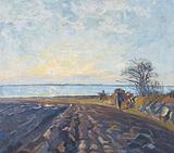 Henrik Schouboe. Vinterdag ved fjorden, solopgang. 1932 | RKM