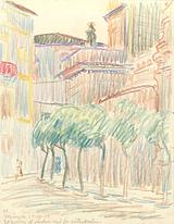 Sigurd Swane. Murcia. Et hjørne af forpladsen syd for katedralen. 1929 | RKM