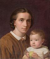Constantin Hansen. Portræt af Caroline Amalie Hansen og søn. 1866 | RKM