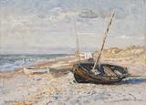Viggo Johansen. Optrukne både på Gl. Skagen strand. 1910 | RKM