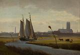 Carl Rasmussen. Ribe set vest fra, aften. 1869 | RKM