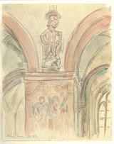 Sigurd Swane. Ribe Domkirke. Midtskibets 2. pille fra vest i nord. 1926 | RKM