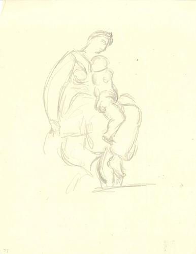 Mor med barn. Skitse