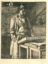 Aksel Jørgensen. Kunstneren ved litografistenen. 1937 | RKM