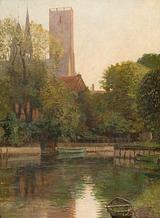 Hans Nikolaj Hansen. Udsigt mod Ribe Domkirke. 1913 | RKM