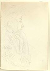 Sigurd Swane. Portrætskitse af en mand i profil | RKM