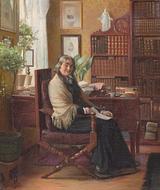 Carl Thomsen. Frk. Daugård i sit hjem i Ribe. 1900 | RKM