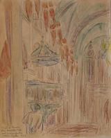 Sigurd Swane. Flagsmykket interiør fra Domkirken i Ribe. Ansgarsfesten 1926. 1926 | RKM
