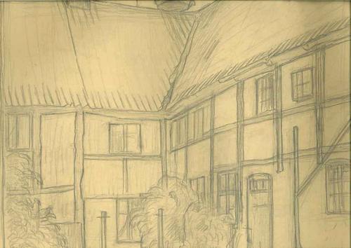 Ribe. Gården bag Termansens boglade i Sønderportsgade