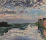 Sigurd Swane. Landskab. Motiv fra Ribe Stampemølleå. 1926 | RKM