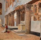 Constantin Hansen. Det indre af kirken S. Lorenzo Fuori i Rom. 1837 | RKM