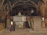 Martinus Rørbye. Parti af kryptkirken i klosteret St. Benedetto ved Subiaco. 1836 | RKM