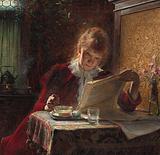 Bertha Wegmann. Læsende dame ved tebordet (Hanna Lucia Bauck). 1899 | RKM